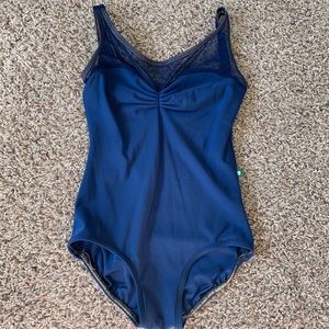 Navy mesh dance leotard